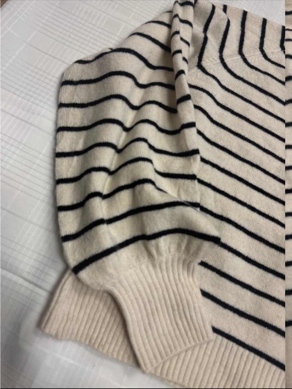 French Connection Cream & Black Striped Button Cardigan - Picture 7 of 8